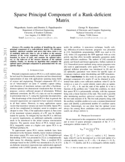 Sparse Principal Component of a Rank-deficient Matrix