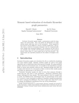 Moment based estimation of stochastic Kronecker graph parameters