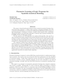 Parameter Learning of Logic Programs for Symbolic-Statistical Modeling