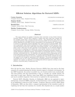 Efficient Solution Algorithms for Factored MDPs