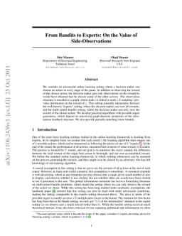 From Bandits to Experts: On the Value of Side-Observations