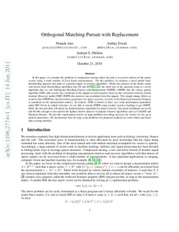 Orthogonal Matching Pursuit with Replacement