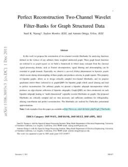 Perfect Reconstruction Two-Channel Wavelet Filter-Banks for Graph
  Structured Data