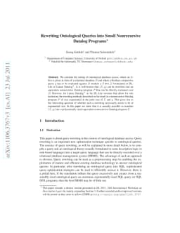 Rewriting Ontological Queries into Small Nonrecursive Datalog Programs