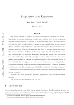 Large Vector Auto Regressions