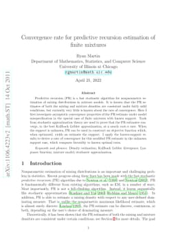 Convergence rate for predictive recursion estimation of finite mixtures