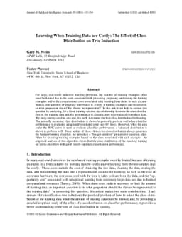 Learning When Training Data are Costly: The Effect of Class Distribution
  on Tree Induction
