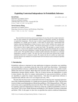 Exploiting Contextual Independence In Probabilistic Inference