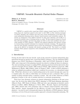 VHPOP: Versatile Heuristic Partial Order Planner