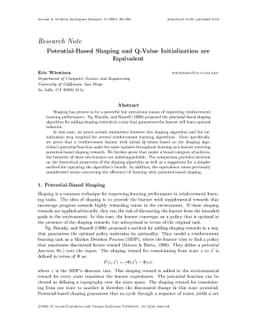 Potential-Based Shaping and Q-Value Initialization are Equivalent