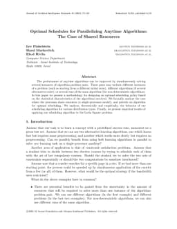 Optimal Schedules for Parallelizing Anytime Algorithms: The Case of
  Shared Resources