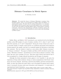 Distance covariance in metric spaces