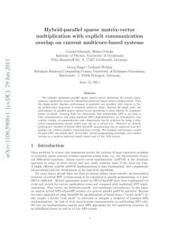 Hybrid-parallel sparse matrix-vector multiplication with explicit
  communication overlap on current multicore-based systems