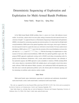 Deterministic Sequencing of Exploration and Exploitation for Multi-Armed
  Bandit Problems