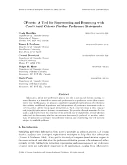 CP-nets: A Tool for Representing and Reasoning withConditional Ceteris
  Paribus Preference Statements