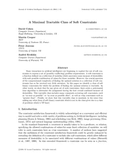 A Maximal Tractable Class of Soft Constraints