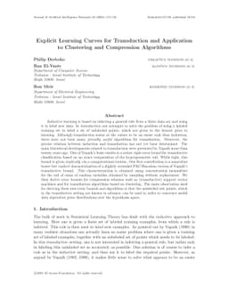 Explicit Learning Curves for Transduction and Application to Clustering
  and Compression Algorithms