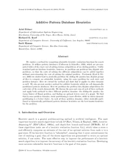 Additive Pattern Database Heuristics