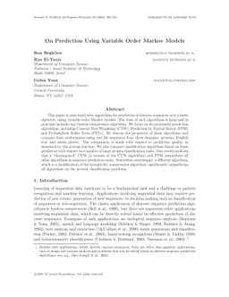 On Prediction Using Variable Order Markov Models