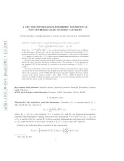 A CLT for Information-theoretic statistics of Non-centered Gram random
  matrices