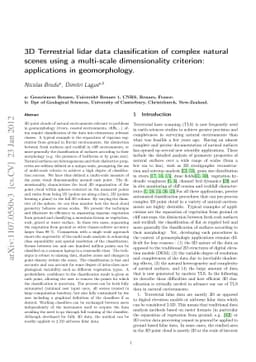 3D Terrestrial lidar data classification of complex natural scenes using
  a multi-scale dimensionality criterion: applications in geomorphology