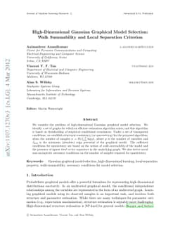 High-Dimensional Gaussian Graphical Model Selection: Walk Summability
  and Local Separation Criterion