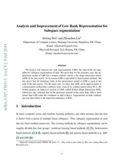Analysis and Improvement of Low Rank Representation for Subspace
  segmentation