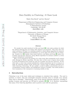 Data Stability in Clustering: A Closer Look