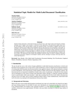 Statistical Topic Models for Multi-Label Document Classification