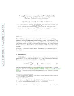 A simple variance inequality for U-statistics of a Markov chain with
  applications