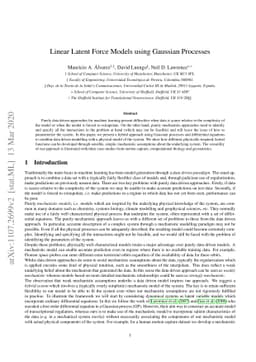 Linear Latent Force Models using Gaussian Processes