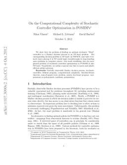 On the Computational Complexity of Stochastic Controller Optimization in
  POMDPs
