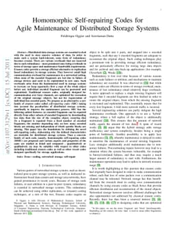 Homomorphic Self-repairing Codes for Agile Maintenance of Distributed
  Storage Systems