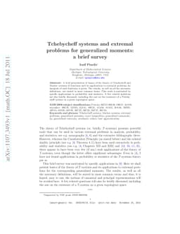 Tchebycheff systems and extremal problems for generalized moments: a
  brief survey