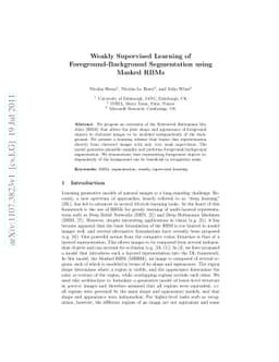 Weakly Supervised Learning of Foreground-Background Segmentation using
  Masked RBMs