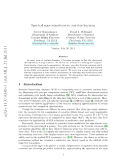 Spectral approximations in machine learning