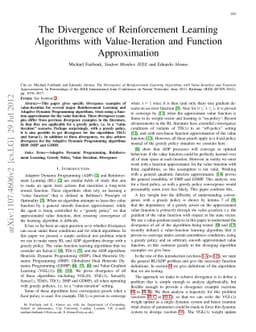 The Divergence of Reinforcement Learning Algorithms with Value-Iteration
  and Function Approximation
