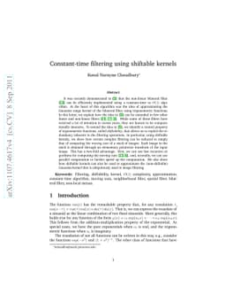 Constant-time filtering using shiftable kernels