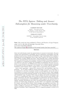 The PITA System: Tabling and Answer Subsumption for Reasoning under
  Uncertainty