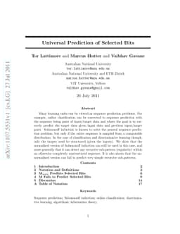Universal Prediction of Selected Bits
