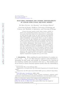Half-trek criterion for generic identifiability of linear structural
  equation models