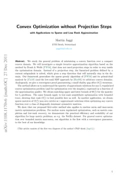 Convex Optimization without Projection Steps