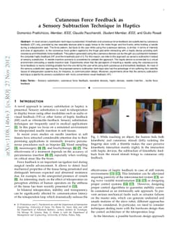 Cutaneous Force Feedback as a Sensory Subtraction Technique in Haptics