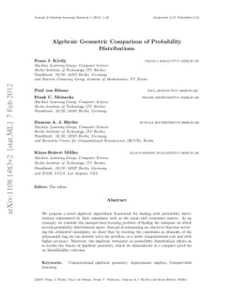 Algebraic Geometric Comparison of Probability Distributions