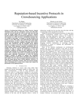 Reputation-based Incentive Protocols in Crowdsourcing Applications