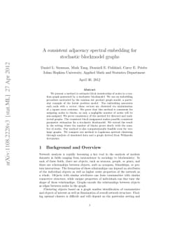 A consistent adjacency spectral embedding for stochastic blockmodel
  graphs