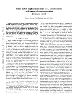 Multi-robot Deployment From LTL Specifications with Reduced
  Communication
