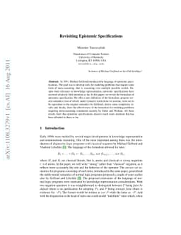 Revisiting Epistemic Specifications