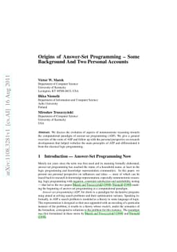 Origins of Answer-Set Programming - Some Background And Two Personal
  Accounts