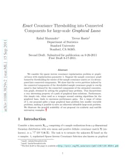 Exact covariance thresholding into connected components for large-scale
  Graphical Lasso